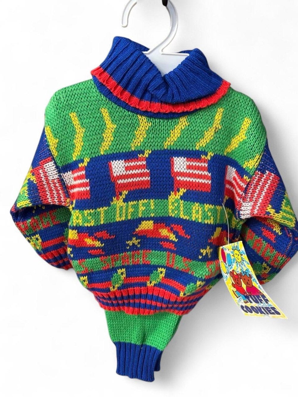 Vintage Tuff Cookies 18M Knit Turtleneck Sweater Outfit Set NWT USA Space Rocket